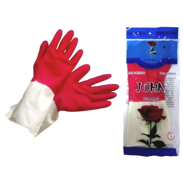 Перчатки хозяйственные резиновые "JOHN", L, без напыления — Абсолют