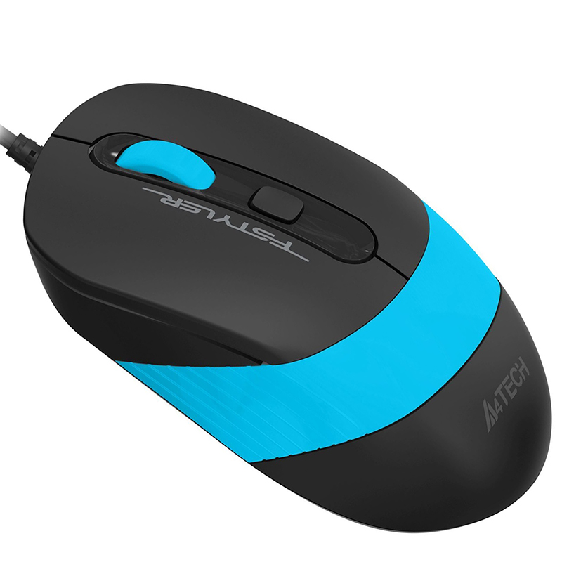 Мышь "Fstyler FM10S" USB, черный/голубой, проводная — Абсолют