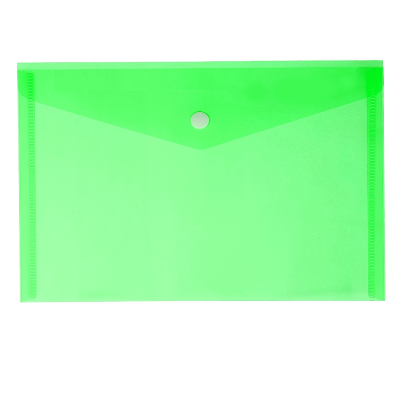 Папка-конверт на кнопке, А5, прозрачная, зеленая — Абсолют