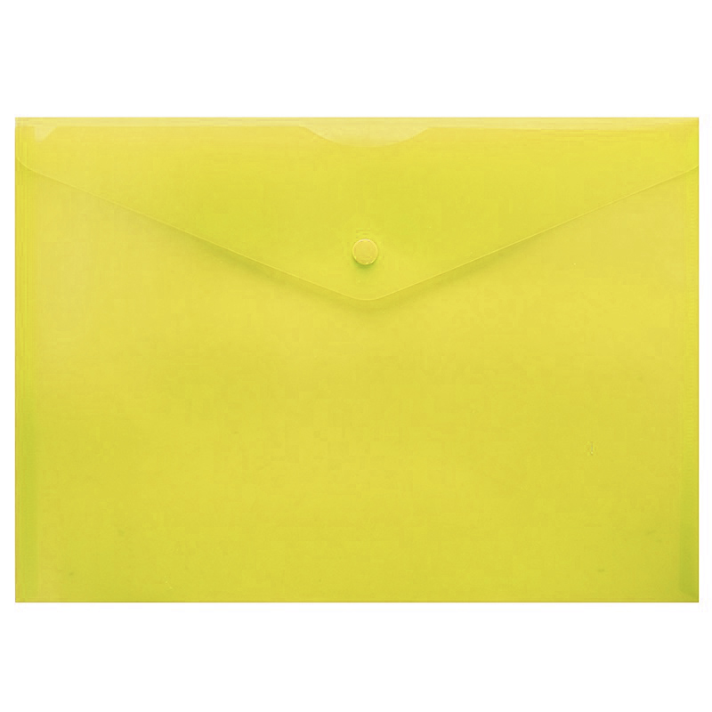 Папка на кнопке, А4, прозрачная, пластик, цвет -желтый — Абсолют