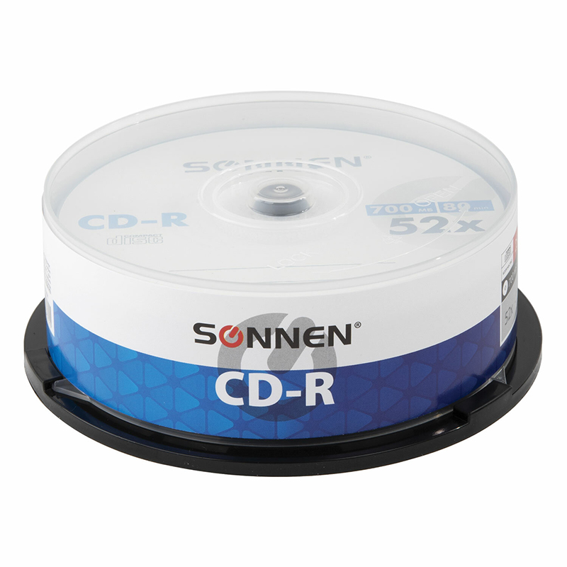Диск CD-R "SONNEN" Cake Box,  25 шт/уп., 700Mb  — Абсолют