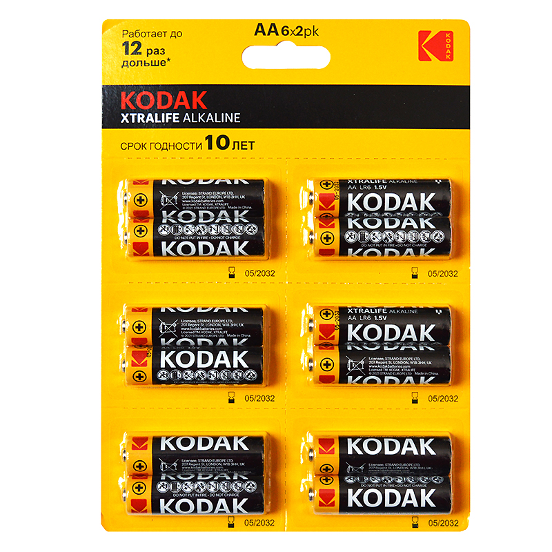 Элементы питания "Kodak XTRALIFE", АА, 12шт/уп. — Абсолют