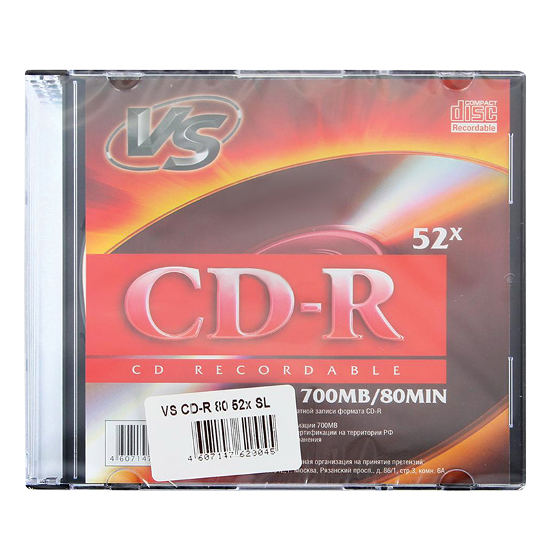 Диск CD-R "VS" Slim Box,  1 шт/уп., 700Mb  — Абсолют