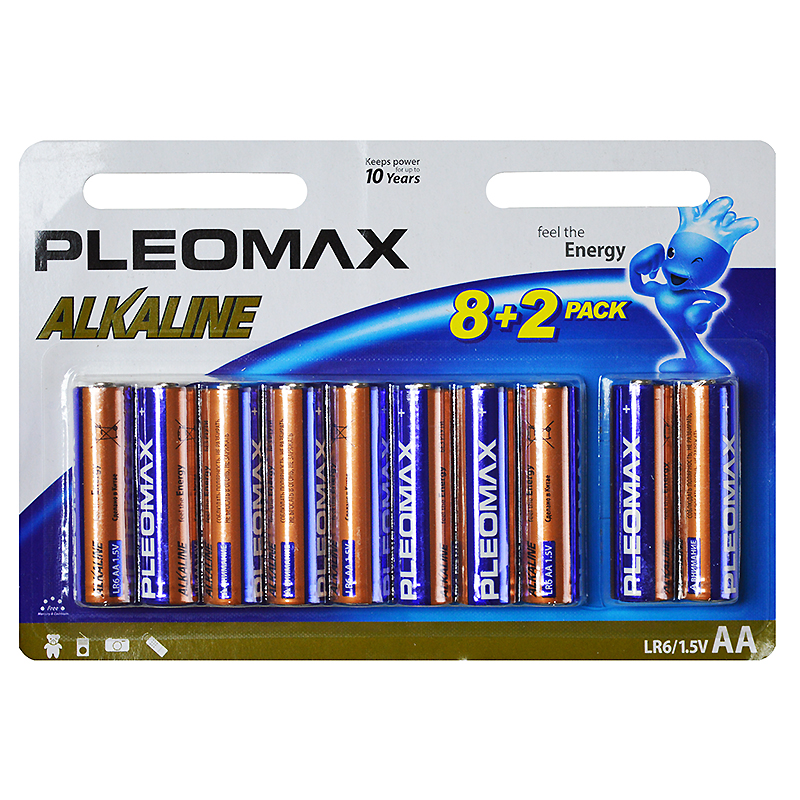 Элемент питания Pleomax АА, LR06, блистер 8+2 шт. — Абсолют