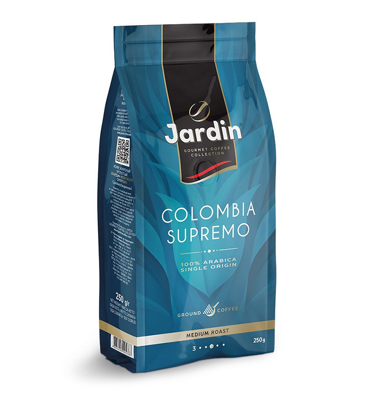 **СРОК*Кофе зерно натур 250гр, Жардин в/м Colombia Supremo/12