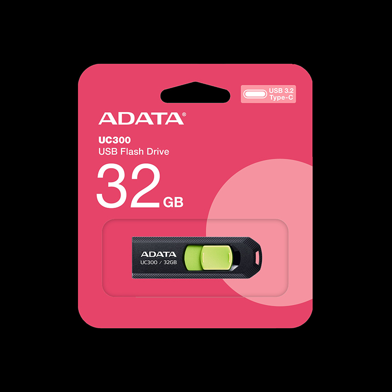 Память USB (Type-C) 3.2 FlashDrive  32GB A-Data, черн./зелен. — Абсолют