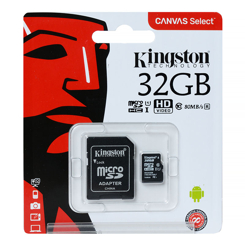 Память microSD   32Gb Kingston SDHC Class 10+adapter — Абсолют