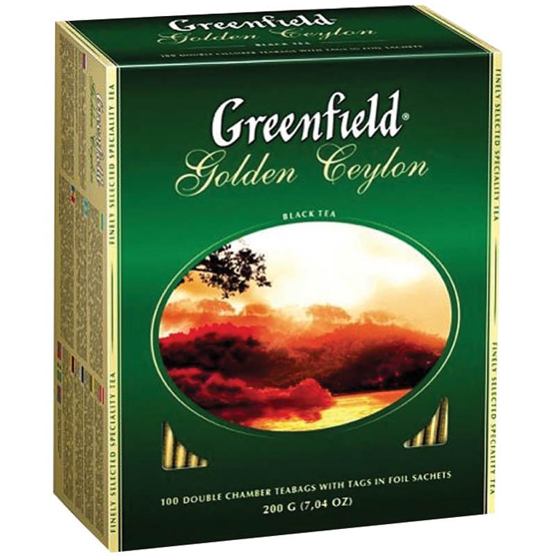 Чай Greenfield "Golden Ceylon" 100 пакетиков, черный — Абсолют
