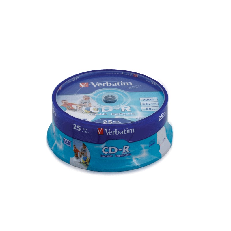 Диск CD-R Cake Box  25 шт 700MB (Verbatim) 52x, DL+, Printable