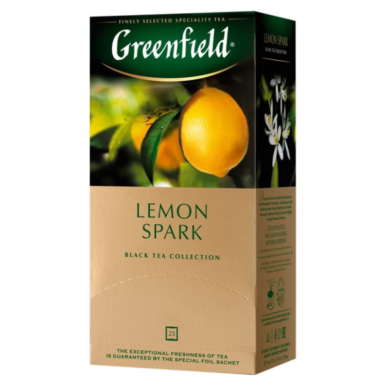 Чай Greenfield "Lemon Spark" 25 пакетиков, черный+лимон — Абсолют