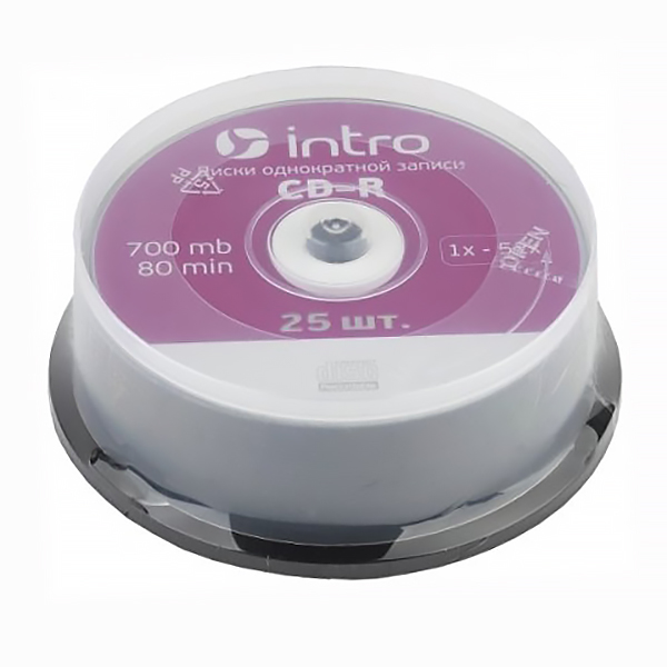 Диск CD-R "INTRO" 700Mb 52х  Cake Box 25 шт — Абсолют