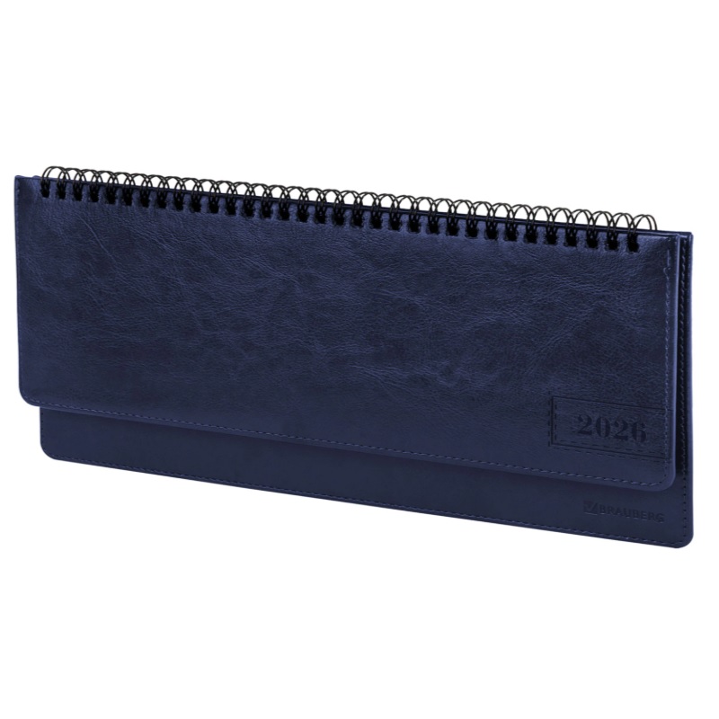 2026/Планинг BRAUBERG "Imperial", 305х140мм, гребень, под кожу, синий