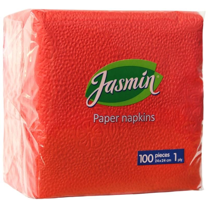 Салфетки бумажные Jasmin, 100 шт. в упаковке, красные — Абсолют