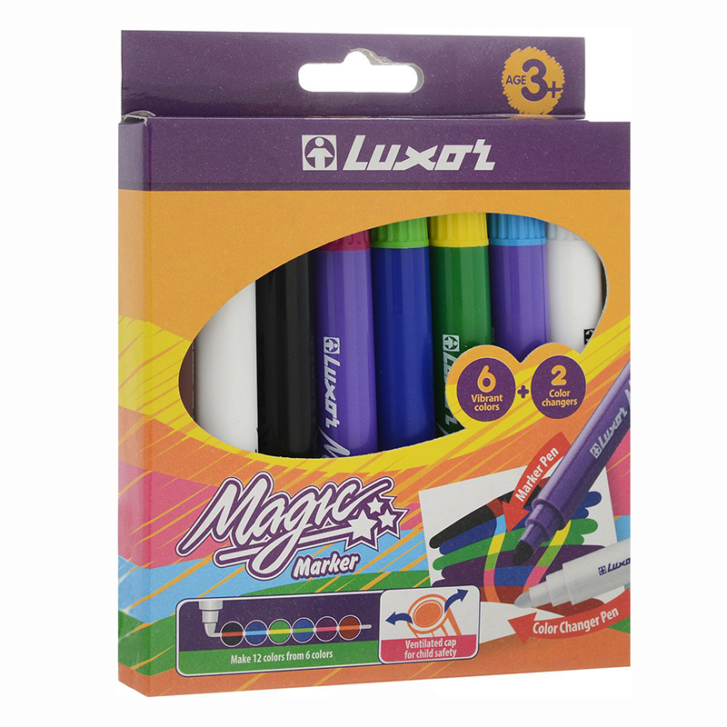 Фломастеры  06+2 цв. "Luxor"Magic", меняющ.цвет, блист./12