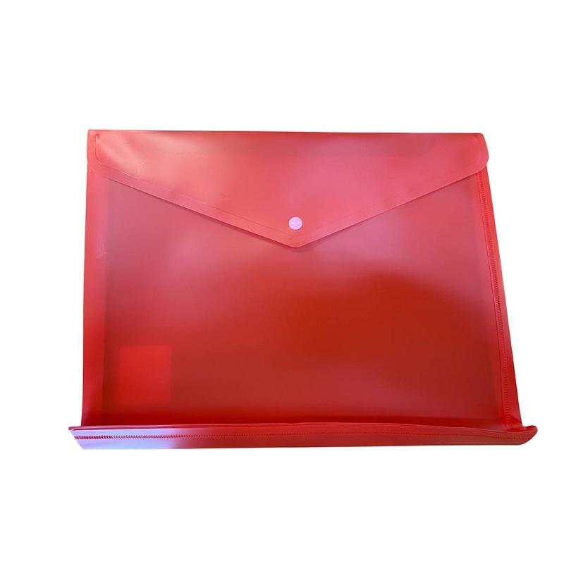 Папка на кнопке А4 пластик (0,18мм), Бюрократ, расшир., красная