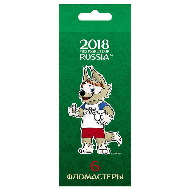 Фломастеры 06 цв. "ЧМ по футболу 2018" Талисман, карт.уп./12 Фломастеры 06 цв. "ЧМ по футболу 2018" Талисман, карт.уп./12