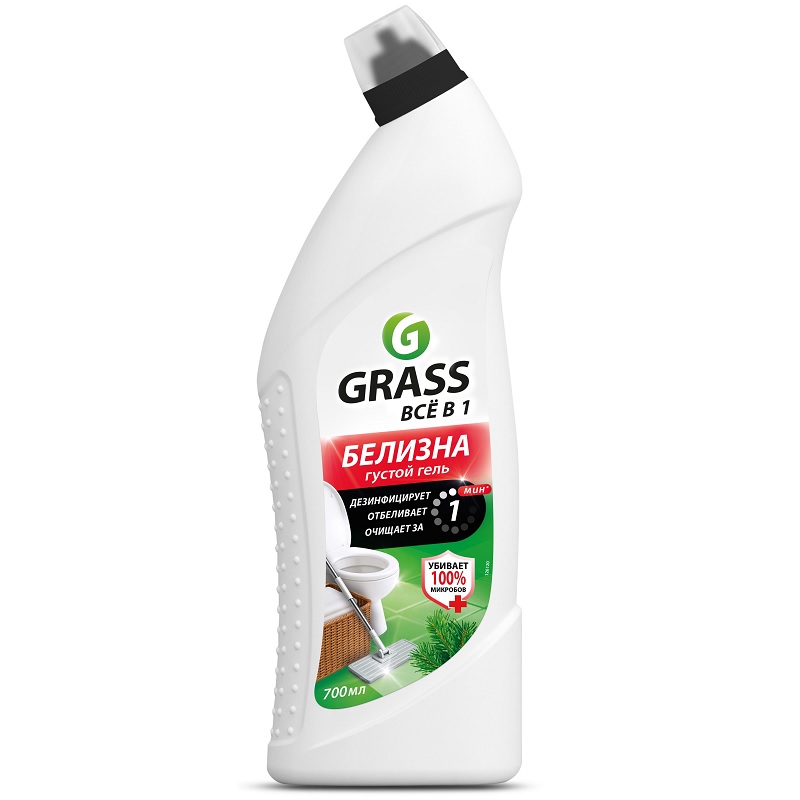 Средство д/чистки сантехники + д/белья Grass "Белизна" гель 700мл, многофункцион/12