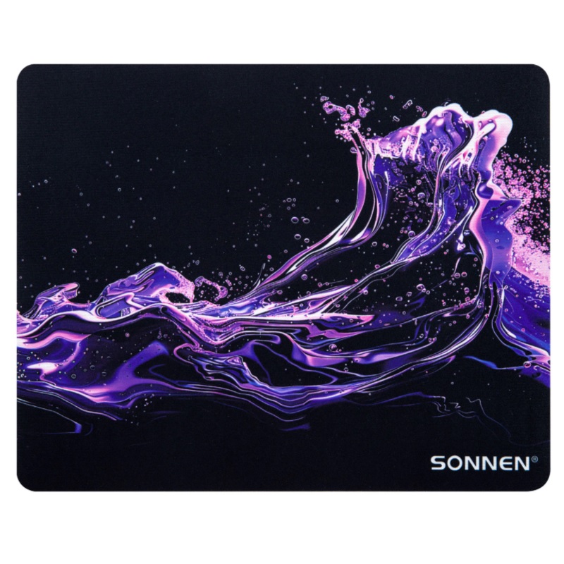 Коврик д/мышки Sonnen Neon Splash 250x200x2мм, черный/фиолетовый