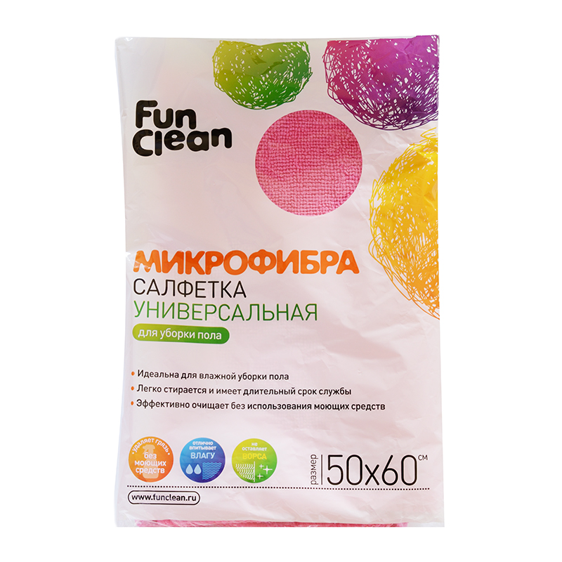 Тряпка для пола микрофибра "Fun Clean" 50х60/30