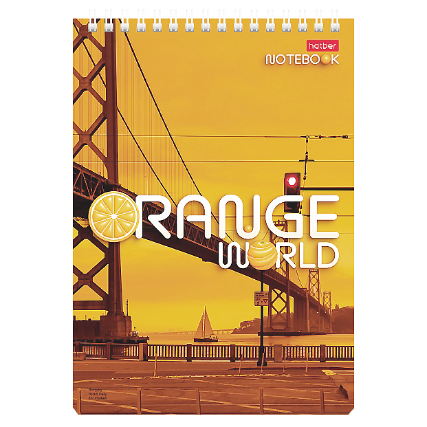 Блокнот  А5 080 л. , спираль "ORANGE WORLD", жест.подлож.