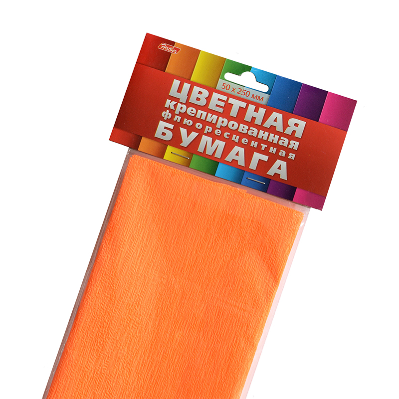 Бумага крепированная флюоресцентная Hatber, 1 рулон (50*250 см), оранжевая — Абсолют