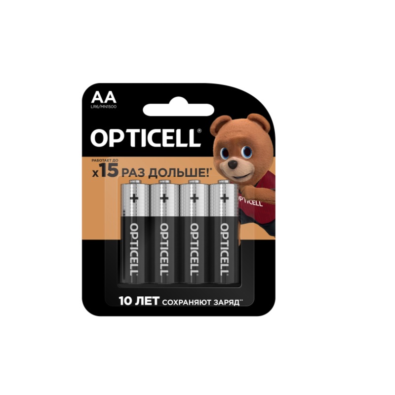 Эл.пит. АА/(alkaline) OPTICELL Basic, отрывной блистер 4шт. — Абсолют