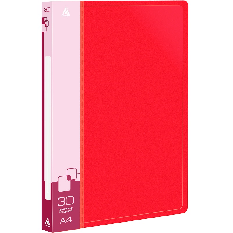 Папка с мультиф. 30 л. /Бюрократ/, пласт.0,65мм, красная