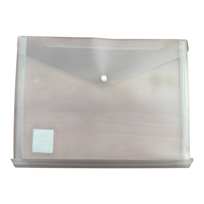 Папка на кнопке А4 пластик (0,18мм), Бюрократ, расшир., прозрачная