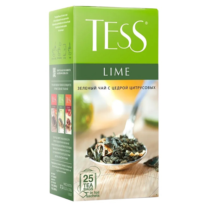 Зеленый чай Tess "Lime" 25 пакетиков, цитрусовые — Абсолют