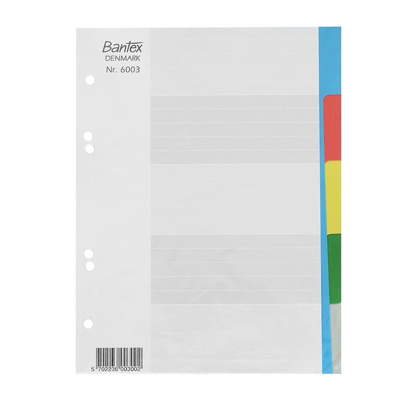 Разделитель листов Bantex, A5, 5 цветов, пластиковый — Абсолют