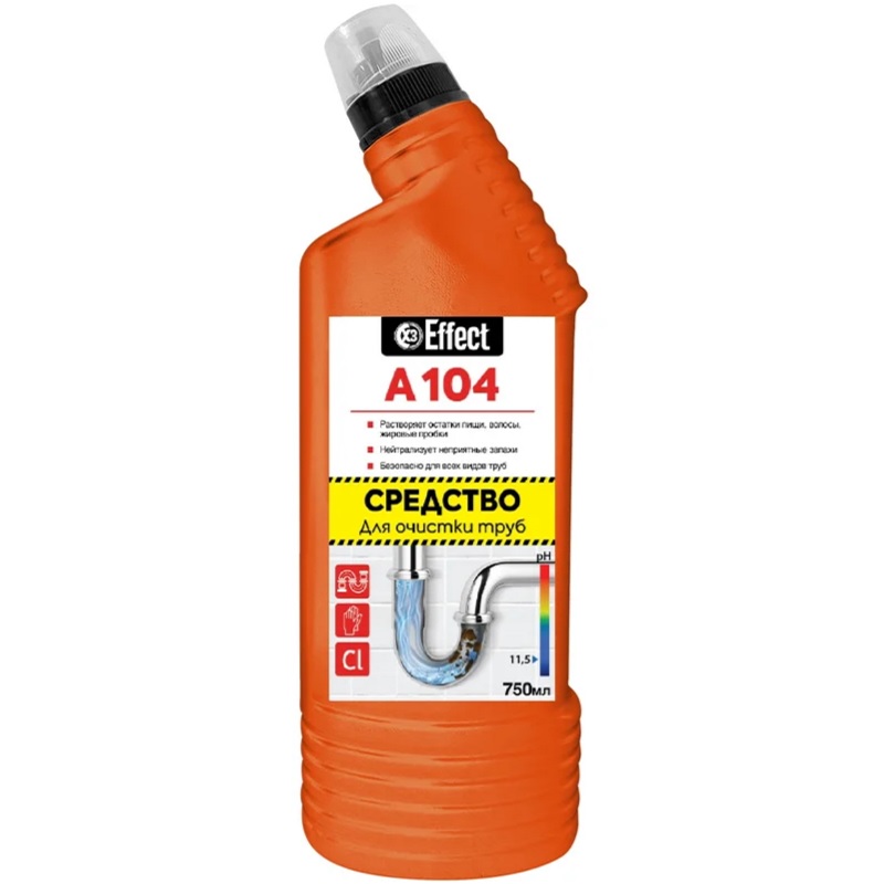 Чистящее средство от засоров канализ.труб 750мл Effect "Alfa 104"