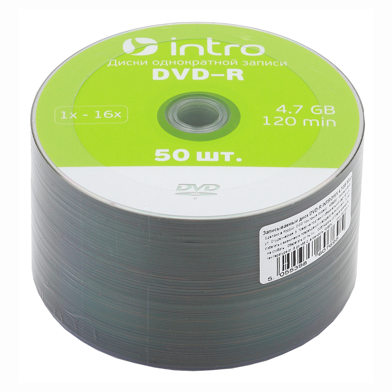 Диск DVD-R "INTRO" Shrink 4.7Gb 16x  50 шт — Абсолют