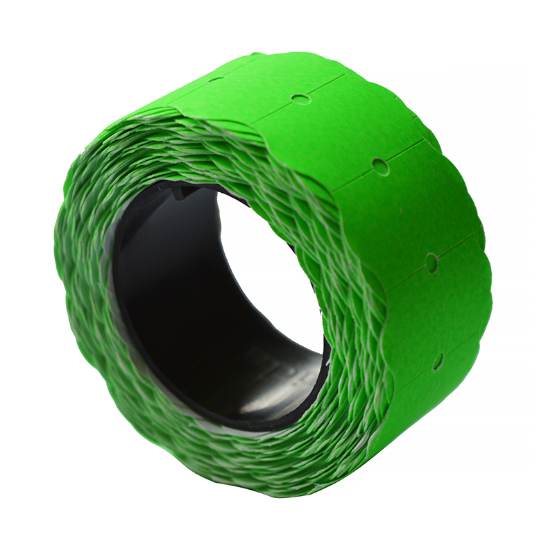 Этикет-лента 21,4*12 мм, зеленая, с волнистым краем  (400 шт. в рулоне) — Абсолют