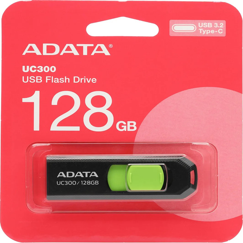 Память USB (Type-C) 3.2 FlashDrive 128GB A-Data, черн./зелен.