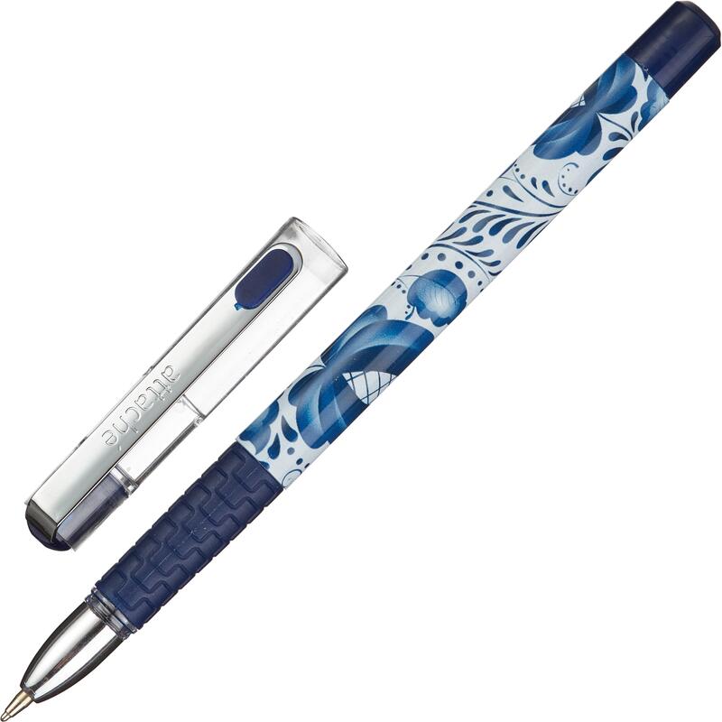 Ручка шариковая "Attache Гжель" 0.5мм., грип, синяя — Абсолют