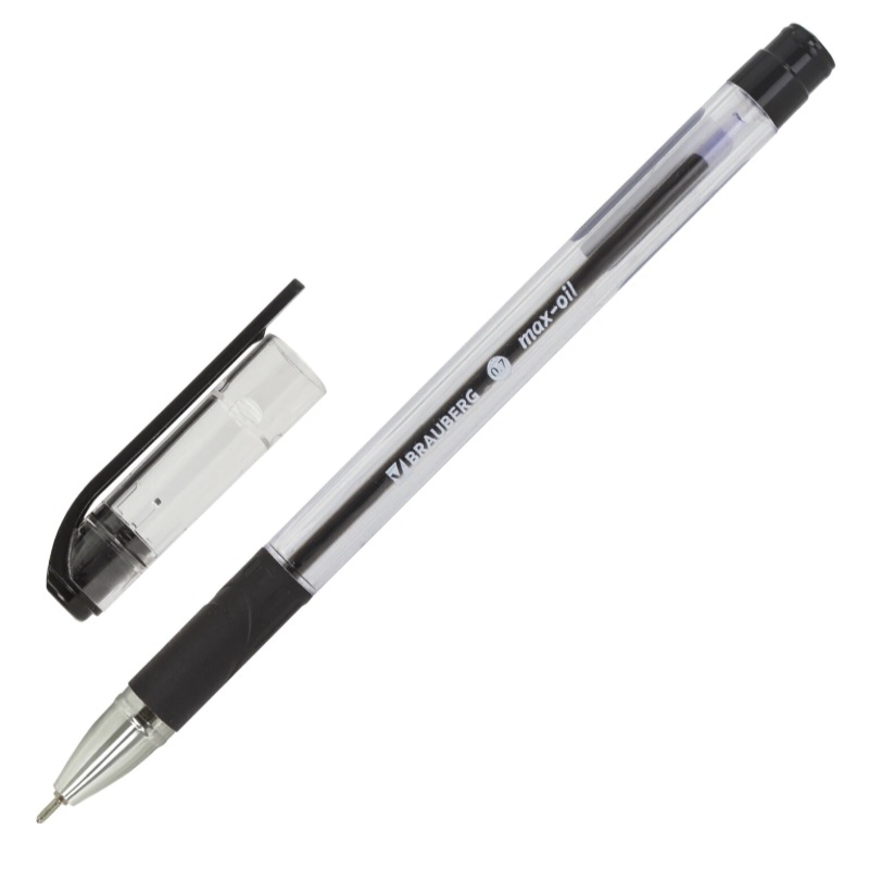 Ручка шар. черн. 0,7мм Brauberg Max-Oil, игольч.уз.,линия 0,35мм, грип
