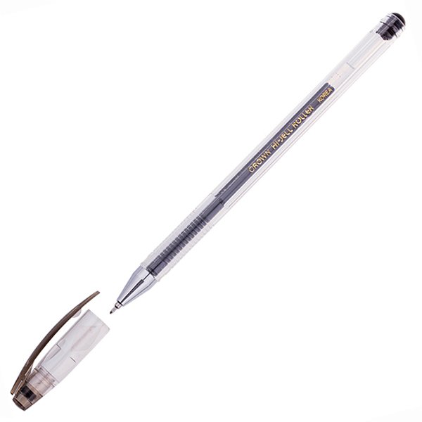 Ручка гелевая "Crown",  0,5 мм, игольчатый стержень, черная — Абсолют