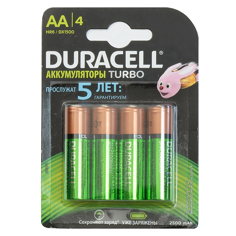 Аккумулятор АА/ Duracell 2400mAh/2500mA, предзаряж., блистер 4 шт./10 Аккумулятор АА/ Duracell 2400mAh/2500mA, предзаряж., блистер 4 шт./10