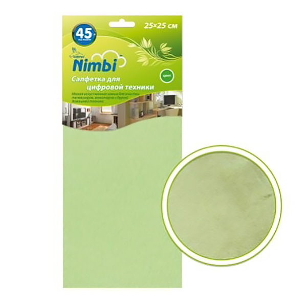 Салфетка для техники "Nimbi", искуственная замша, 25х25см., зеленая — Абсолют