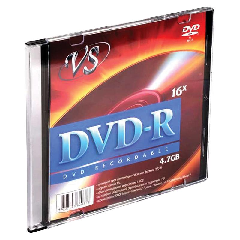 Диск  DVD-R "VS" Slim Box  1шт/уп.,  4.7Gb — Абсолют