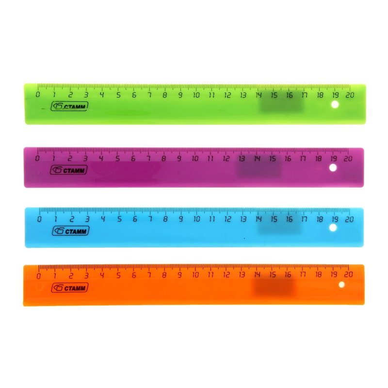 Линейка 20 см пласт. СТАММ INTENSIVE, ассорти/100