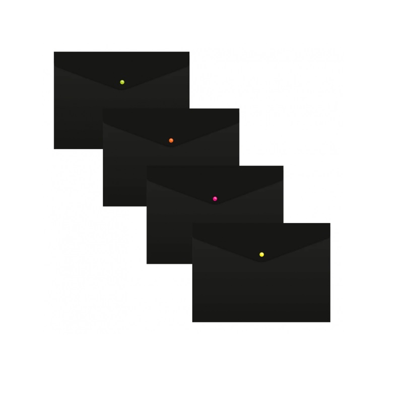 Папка на кнопке А4 пласт. (0,18мм) непрозр. Бюрократ, черный кнопка ассорти