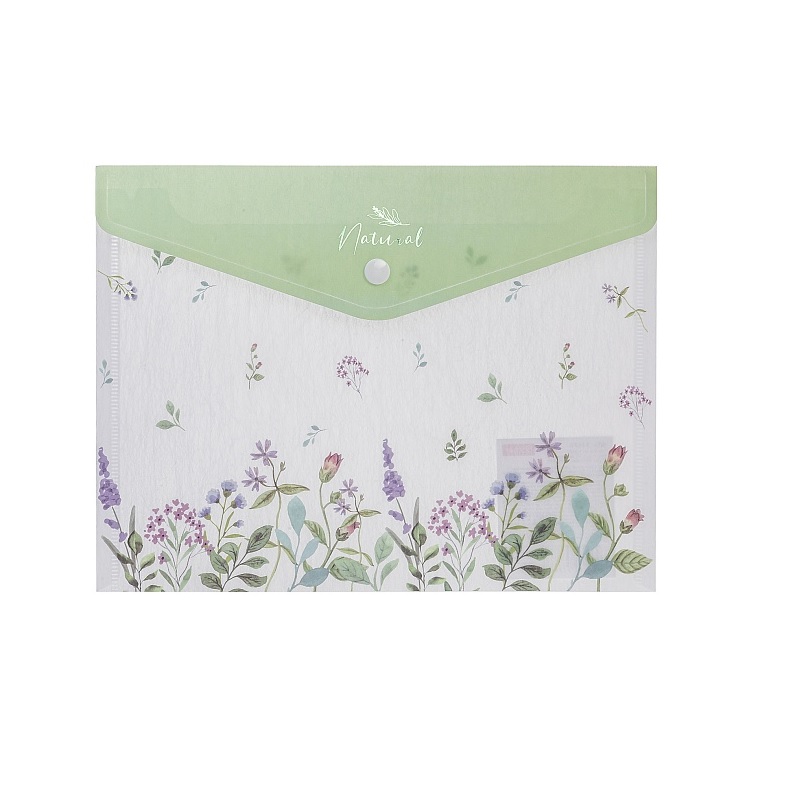 Папка на кнопке А5 Hatber пласт. Natural Flowers, 180мкм, текстура с печатью