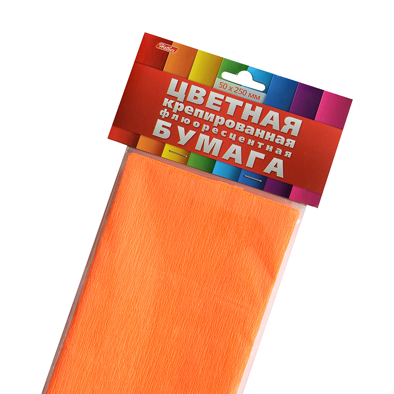 Бумага крепированная "Hatber", 50*250см, 1рул., оранж.неон Бумага крепированная "Hatber", 50*250см, 1рул., оранж.неон