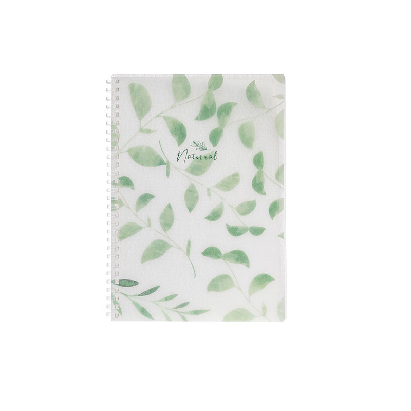 Тетрадь  B5  80л. кл. спир. Хатбер "Natural leaves", облож. пластик с печатью