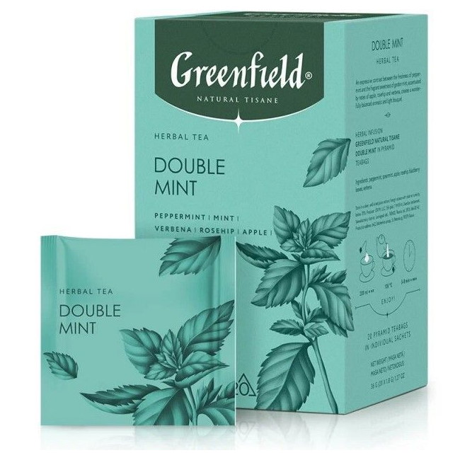 Травяной чай "Greenfield Tisane Double Mint" 20 пирамидок, мятный — Абсолют