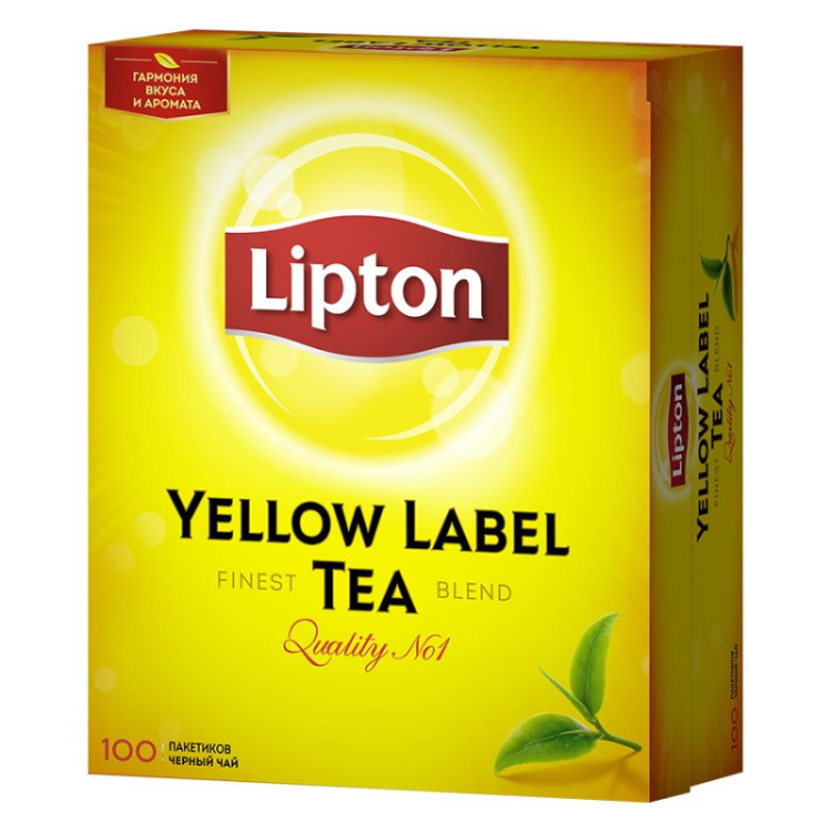 Чай Lipton "Yellow Label" 100 пакетиков, черный  — Абсолют