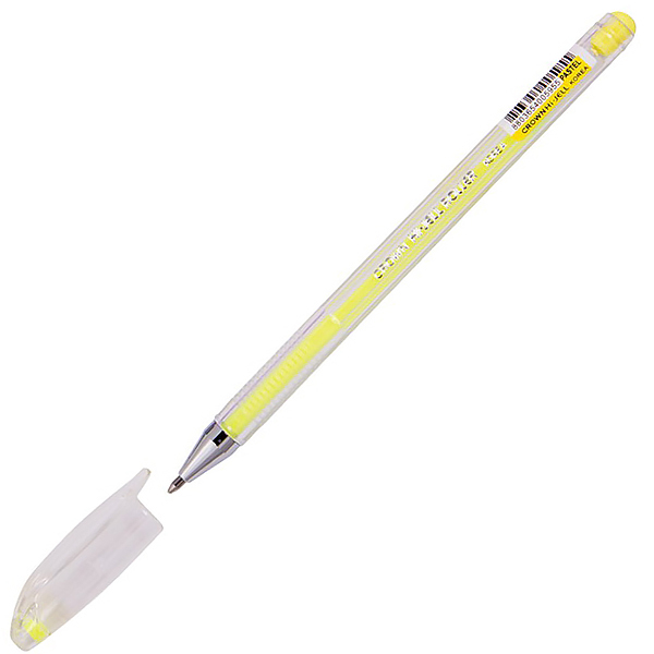Ручка гелевая Crown HJR-500P, 0.8мм., желтая, пастель — Абсолют