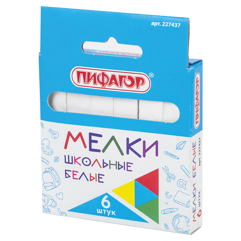 Мел белый (упак.- 6 шт) "Пифагор", квадратный Мел белый (упак.- 6 шт) "Пифагор", квадратный