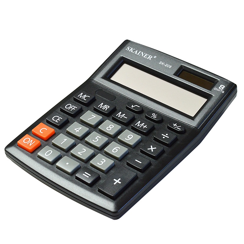 Калькулятор SKAINER "SK-208", 8 разрядный, черный — Абсолют